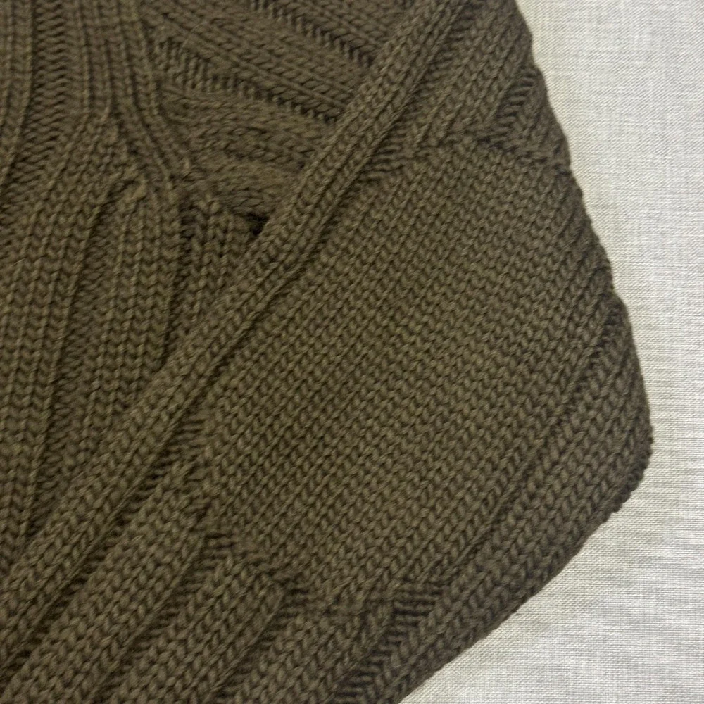 Polo Ralph Lauren Vintage Wool Ribbed Fisherman Sweater Mens Large Green Brown